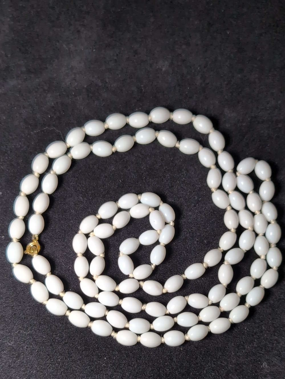 White Chalcedony Oblong Bead Women's Necklace long Strand Wear Doubled